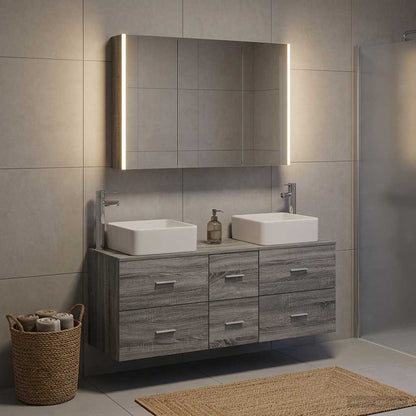 vidaXL Bathroom Furniture Set 4 pcs Grey Sonoma