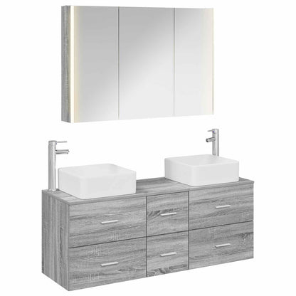 vidaXL Bathroom Furniture Set 4 pcs Grey Sonoma