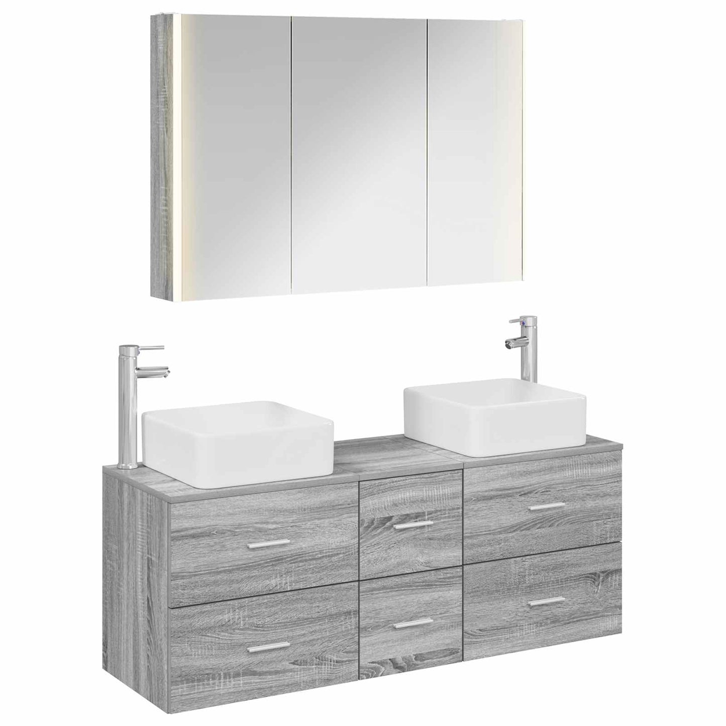 vidaXL Bathroom Furniture Set 4 pcs Grey Sonoma