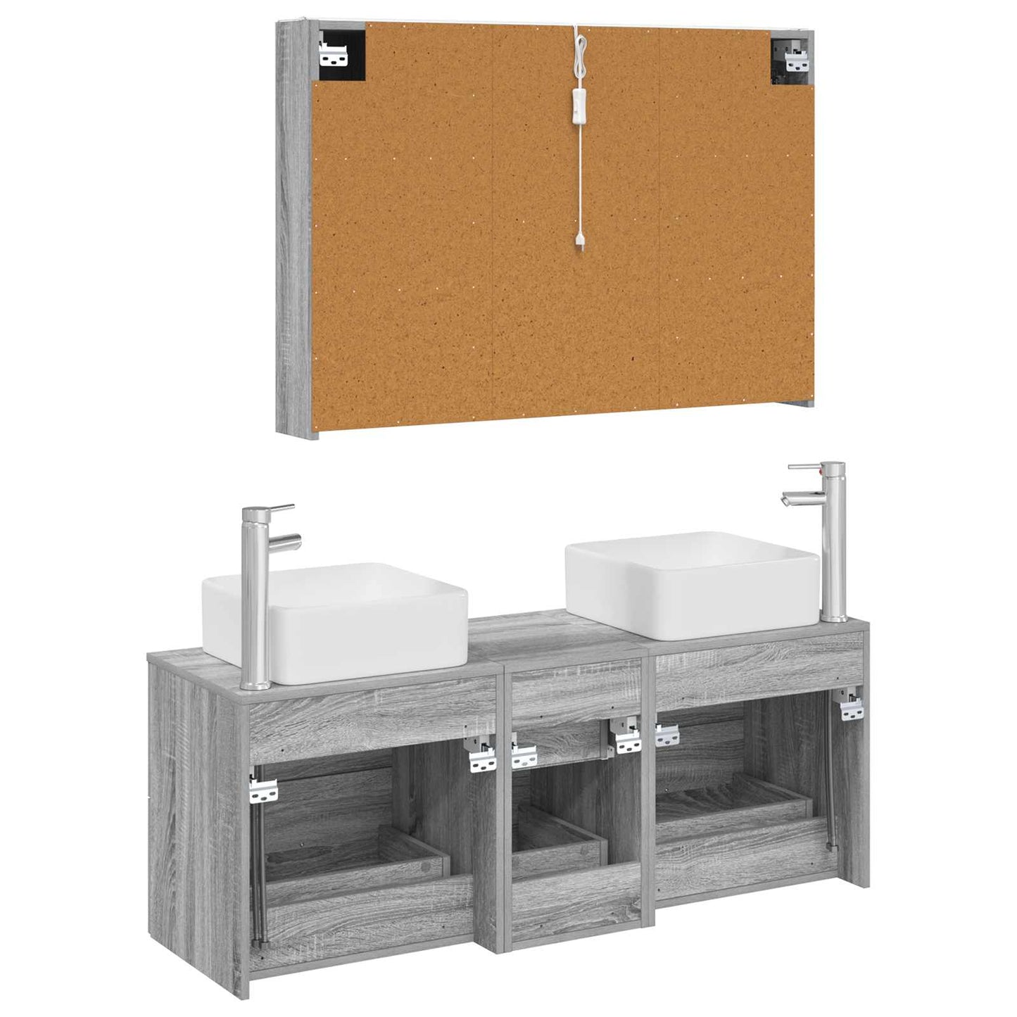 vidaXL Bathroom Furniture Set 4 pcs Grey Sonoma
