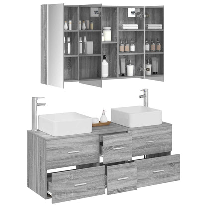 vidaXL Bathroom Furniture Set 4 pcs Grey Sonoma