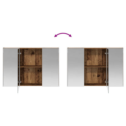 vidaXL Bathroom Furniture Set 4 pcs Old Wood Engineered Wood and Glass