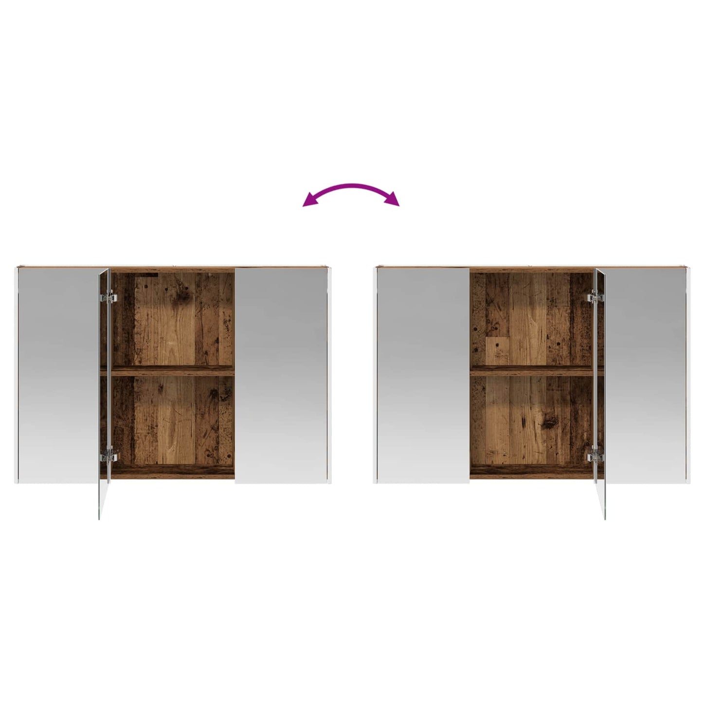 vidaXL Bathroom Furniture Set 4 pcs Old Wood Engineered Wood and Glass