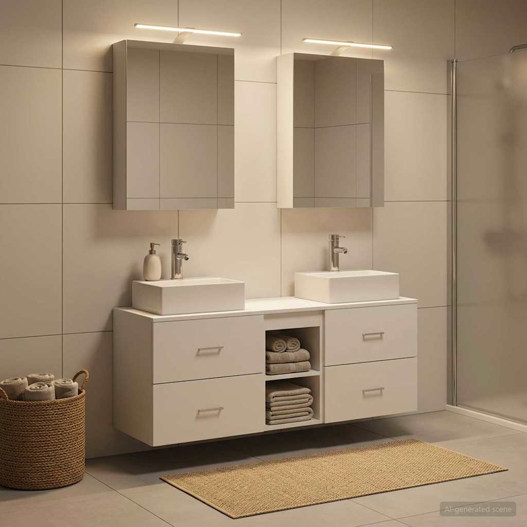 vidaXL Bathroom Furniture Set 5 pcs White Engineered Wood and Glass