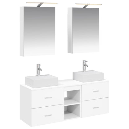 vidaXL Bathroom Furniture Set 5 pcs White Engineered Wood and Glass
