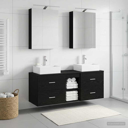 vidaXL Bathroom Furniture Set 5 pcs Black Oak