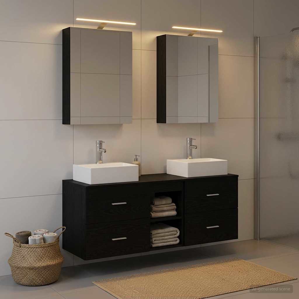 vidaXL Bathroom Furniture Set 5 pcs Black Oak