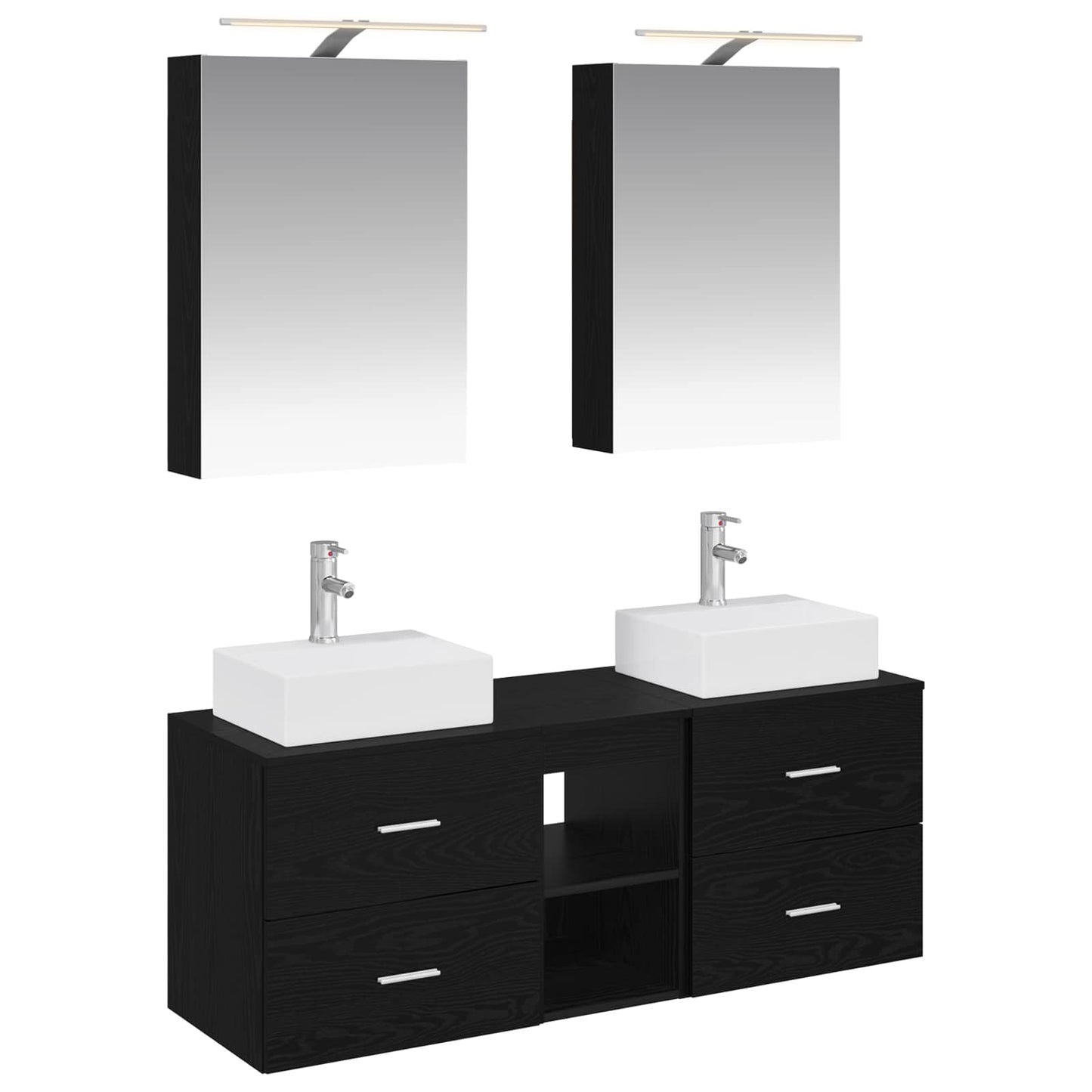 vidaXL Bathroom Furniture Set 5 pcs Black Oak