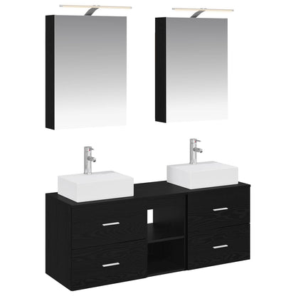 vidaXL Bathroom Furniture Set 5 pcs Black Oak