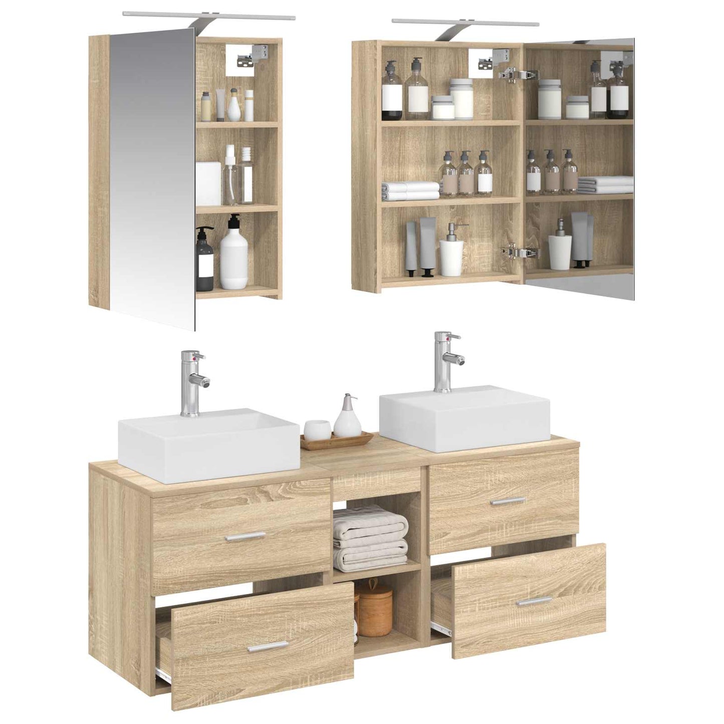 vidaXL Bathroom Furniture Set 5 pcs Sonoma Oak