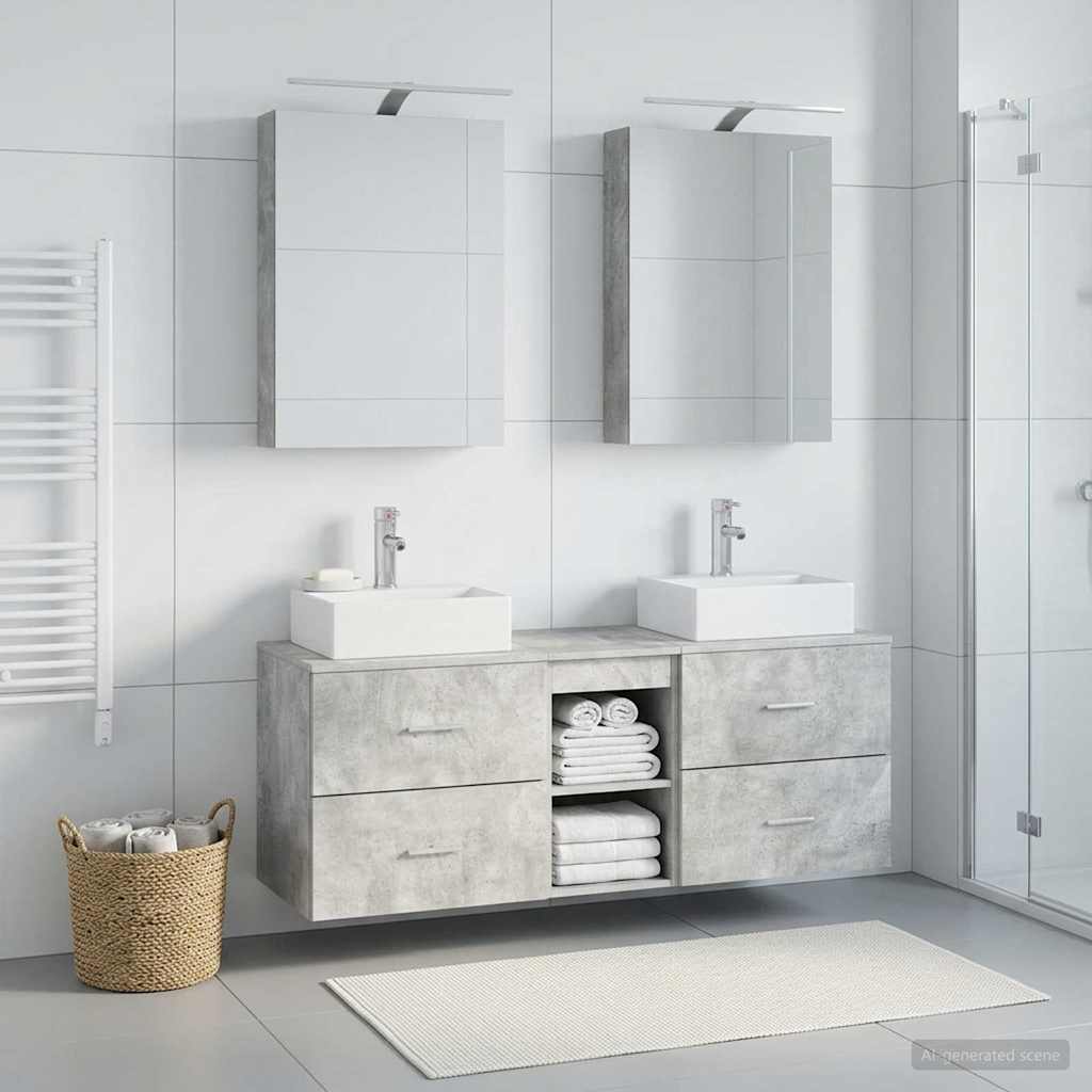 vidaXL Bathroom Furniture Set 5 pcs Concrete Grey