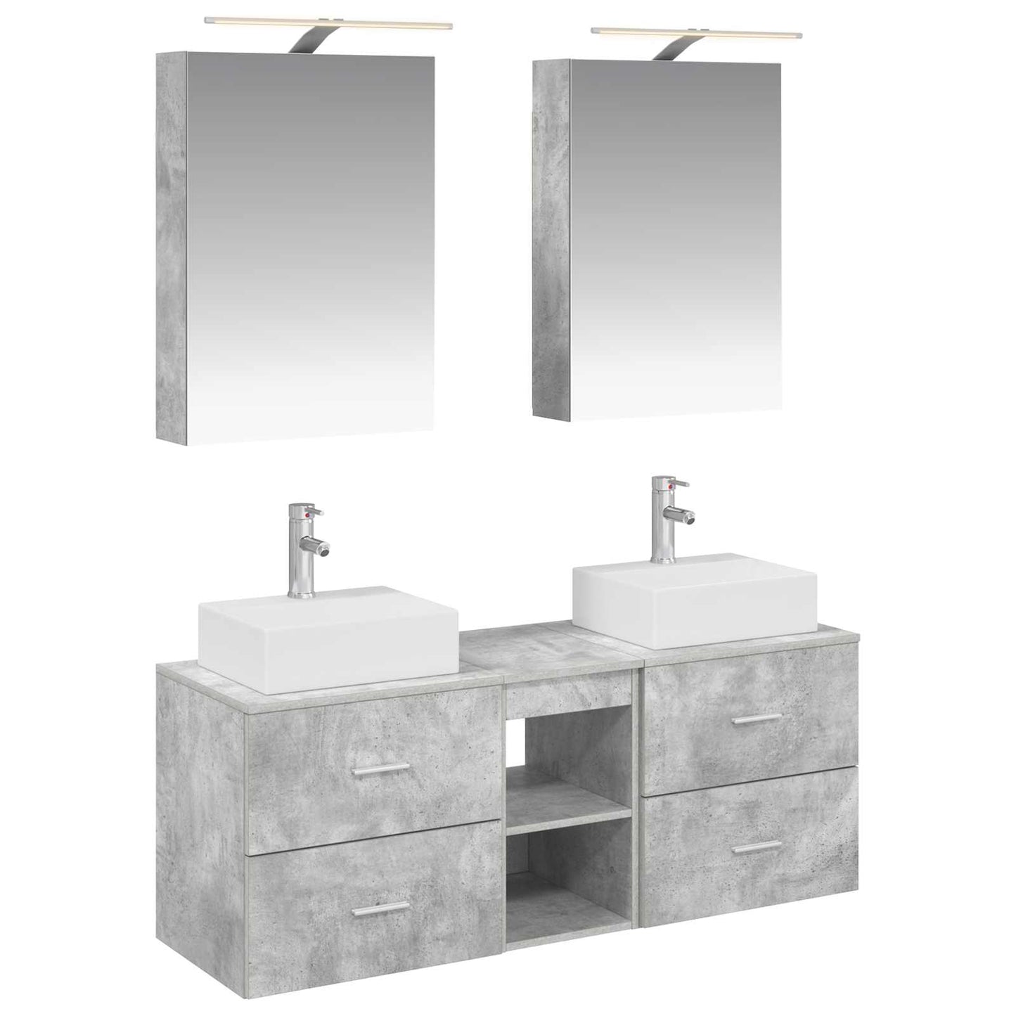 vidaXL Bathroom Furniture Set 5 pcs Concrete Grey