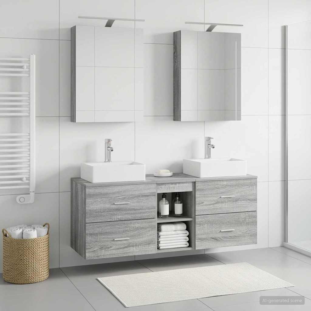 vidaXL Bathroom Furniture Set 5 pcs Grey Sonoma