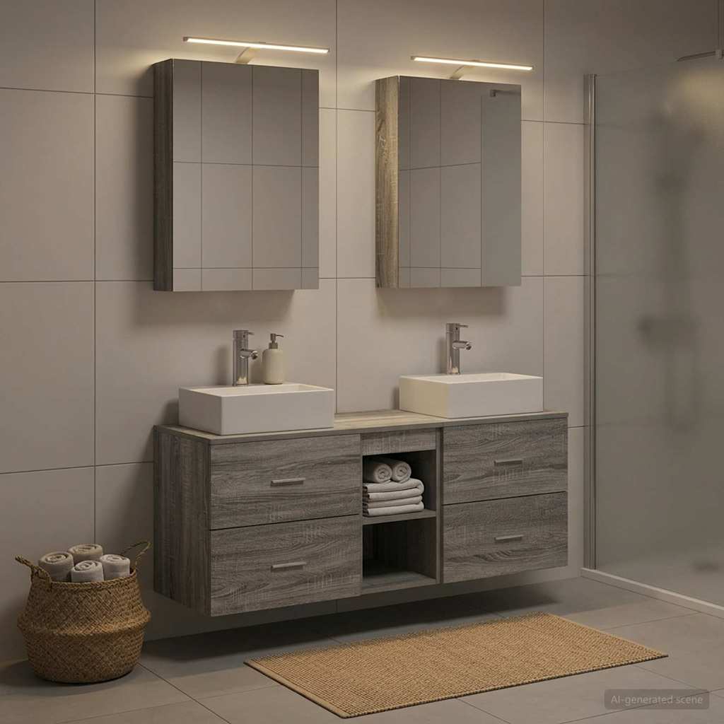 vidaXL Bathroom Furniture Set 5 pcs Grey Sonoma
