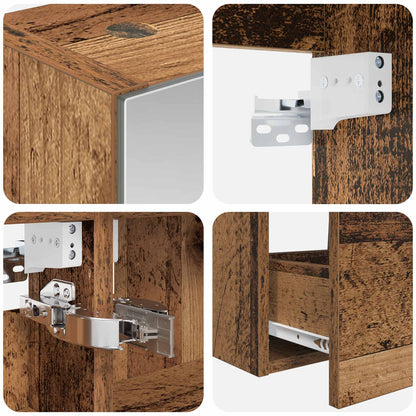 vidaXL Bathroom Furniture Set 5 pcs Old Wood Engineered Wood and Glass