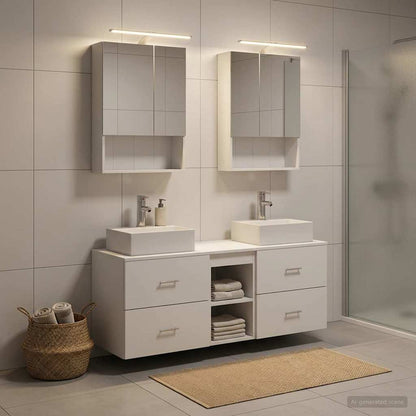 vidaXL Bathroom Furniture Set 5 pcs White Engineered Wood and Glass