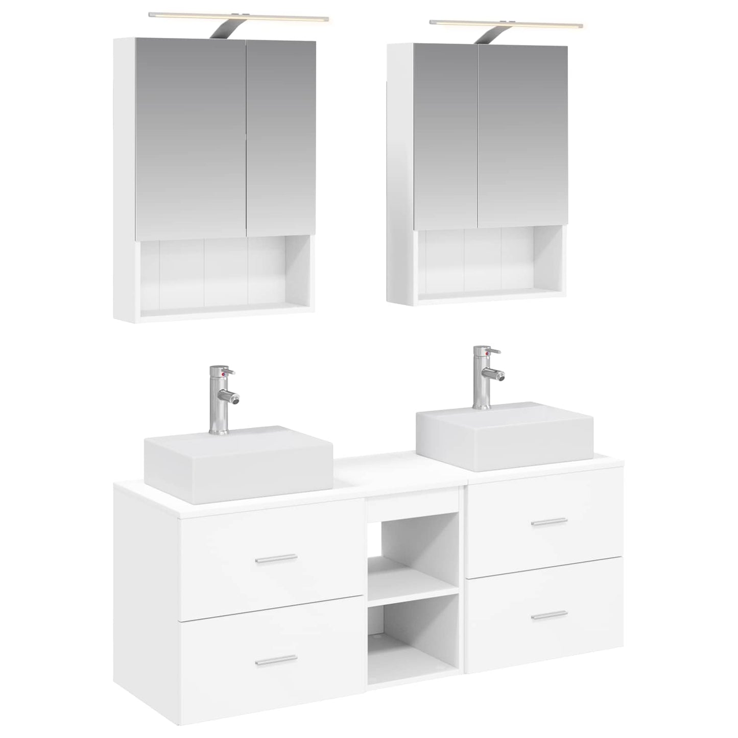 vidaXL Bathroom Furniture Set 5 pcs White Engineered Wood and Glass