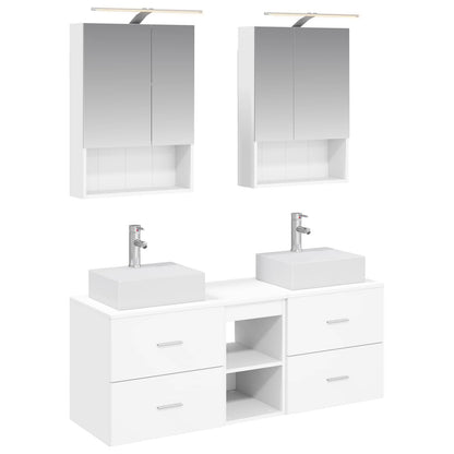 vidaXL Bathroom Furniture Set 5 pcs White Engineered Wood and Glass