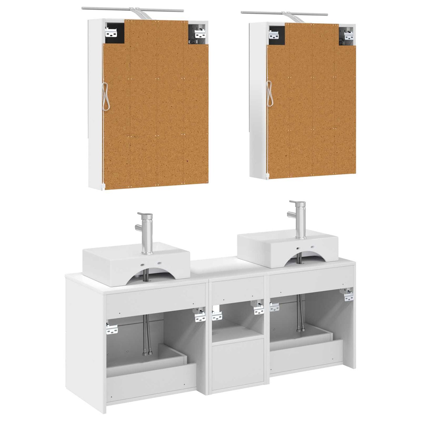 vidaXL Bathroom Furniture Set 5 pcs White Engineered Wood and Glass