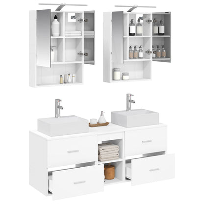 vidaXL Bathroom Furniture Set 5 pcs White Engineered Wood and Glass