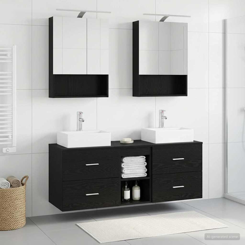 vidaXL Bathroom Furniture Set 5 pcs Black Oak