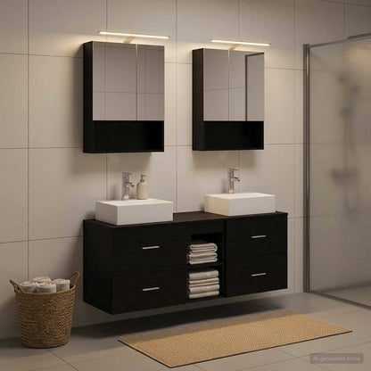 vidaXL Bathroom Furniture Set 5 pcs Black Oak