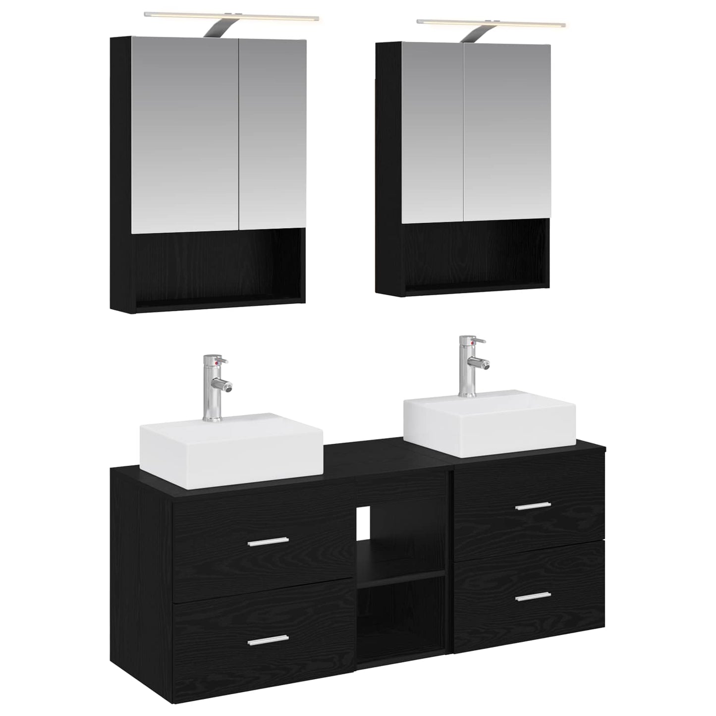 vidaXL Bathroom Furniture Set 5 pcs Black Oak
