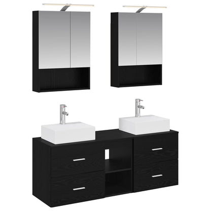 vidaXL Bathroom Furniture Set 5 pcs Black Oak