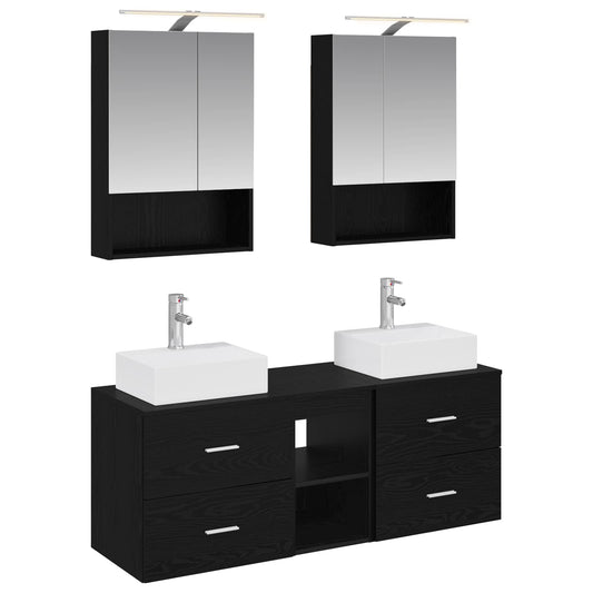 vidaXL Bathroom Furniture Set 5 pcs Black Oak