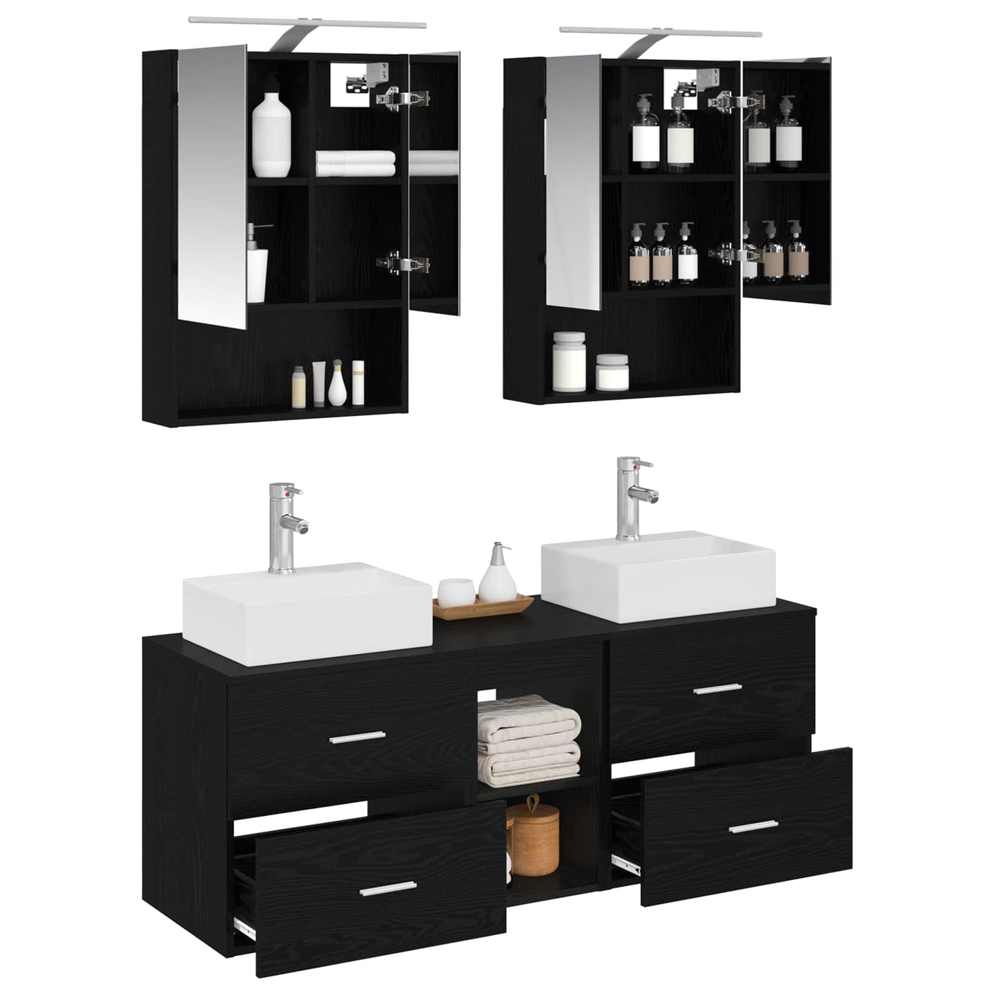 vidaXL Bathroom Furniture Set 5 pcs Black Oak