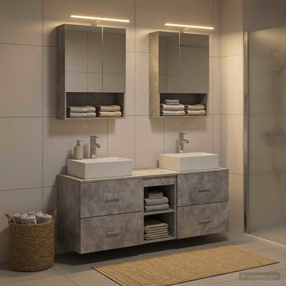 vidaXL Bathroom Furniture Set 5 pcs Concrete Grey