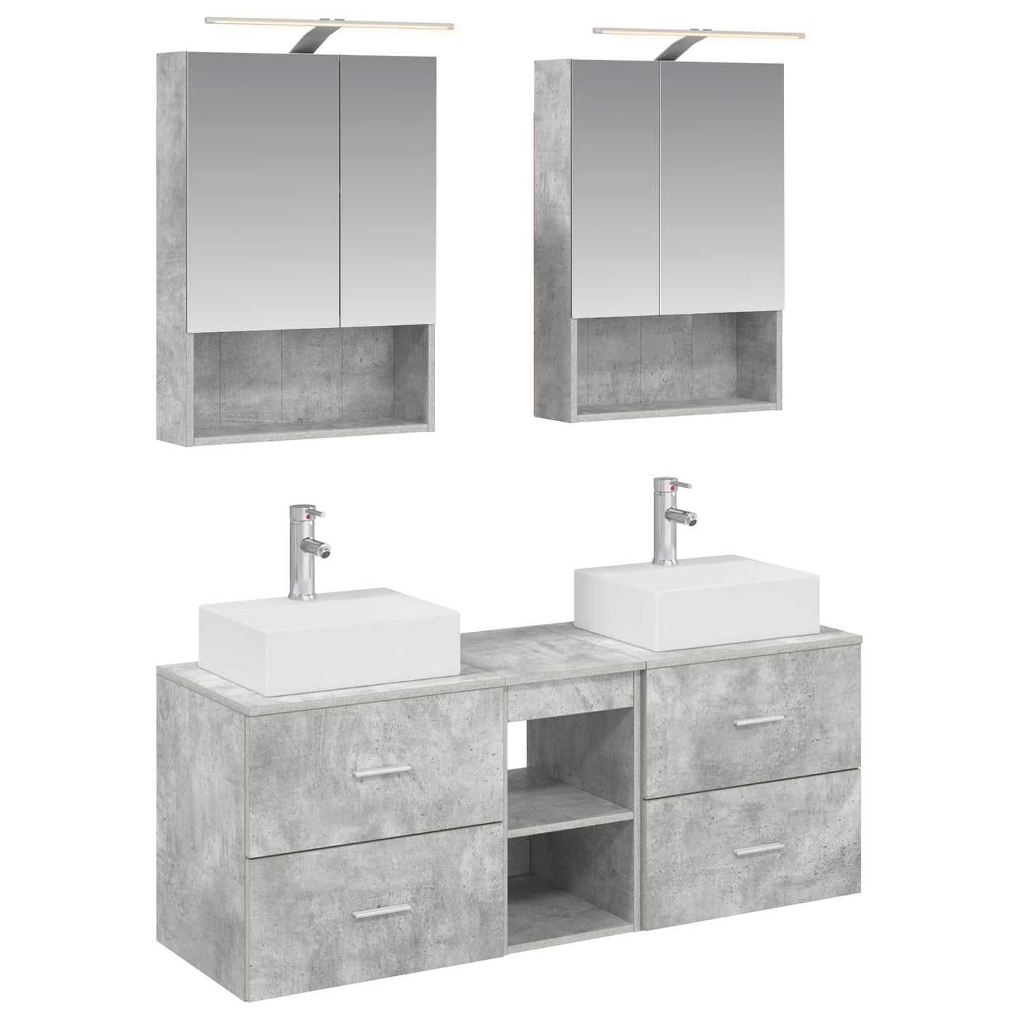 vidaXL Bathroom Furniture Set 5 pcs Concrete Grey