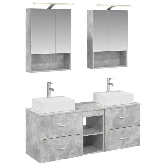 vidaXL Bathroom Furniture Set 5 pcs Concrete Grey