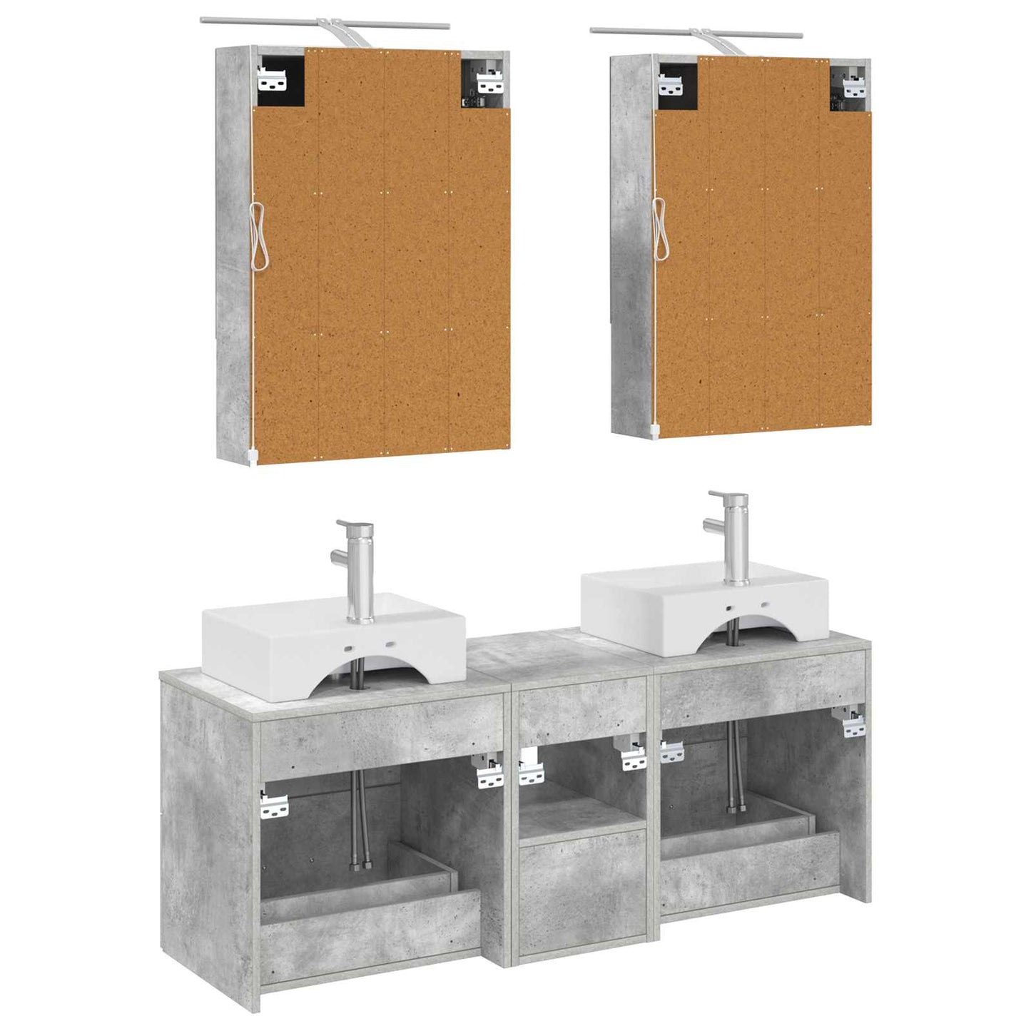 vidaXL Bathroom Furniture Set 5 pcs Concrete Grey