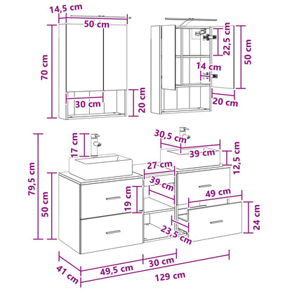 vidaXL Bathroom Furniture Set 5 pcs Concrete Grey