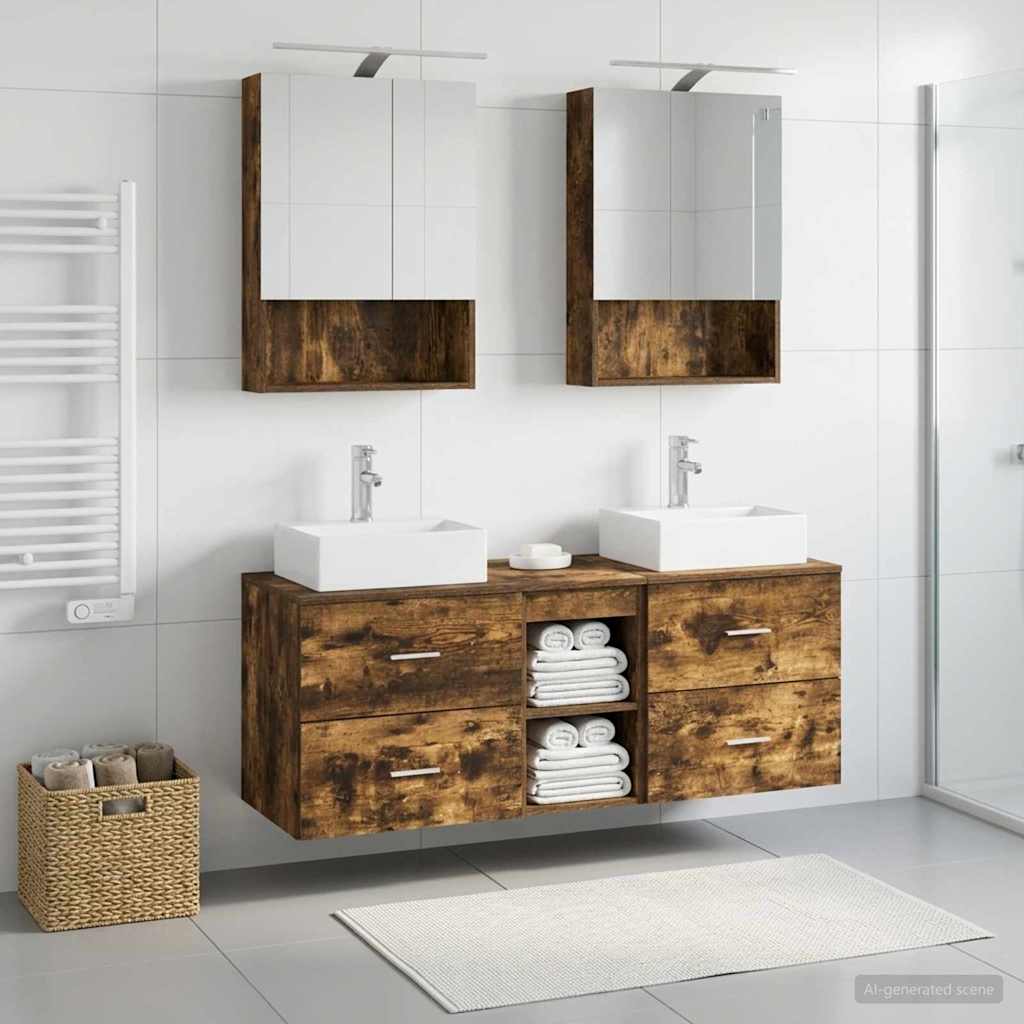 vidaXL Bathroom Furniture Set 5 pcs Smoked Oak