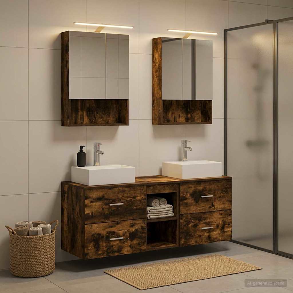 vidaXL Bathroom Furniture Set 5 pcs Smoked Oak