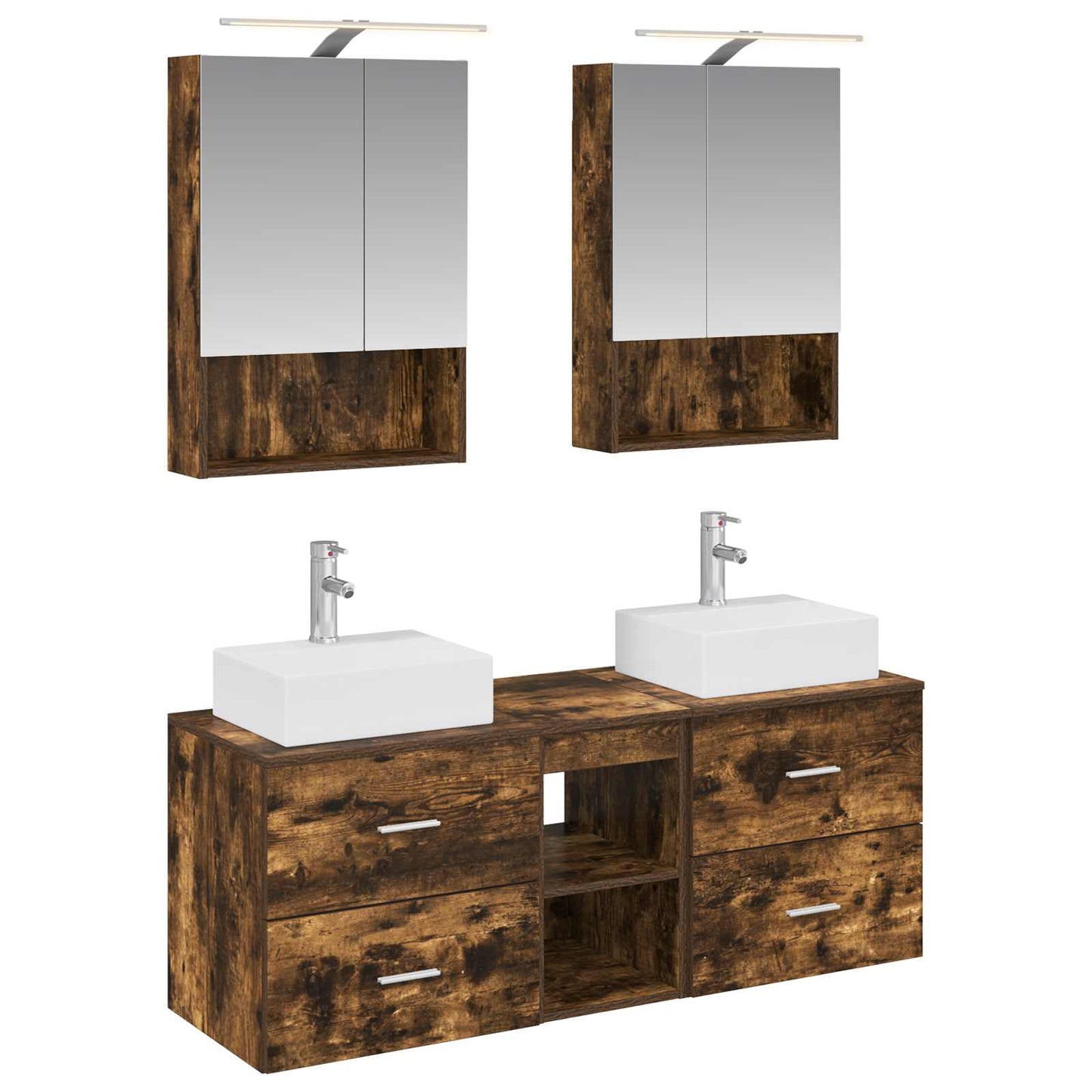 vidaXL Bathroom Furniture Set 5 pcs Smoked Oak