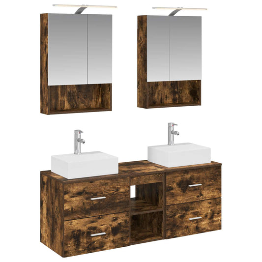 vidaXL Bathroom Furniture Set 5 pcs Smoked Oak