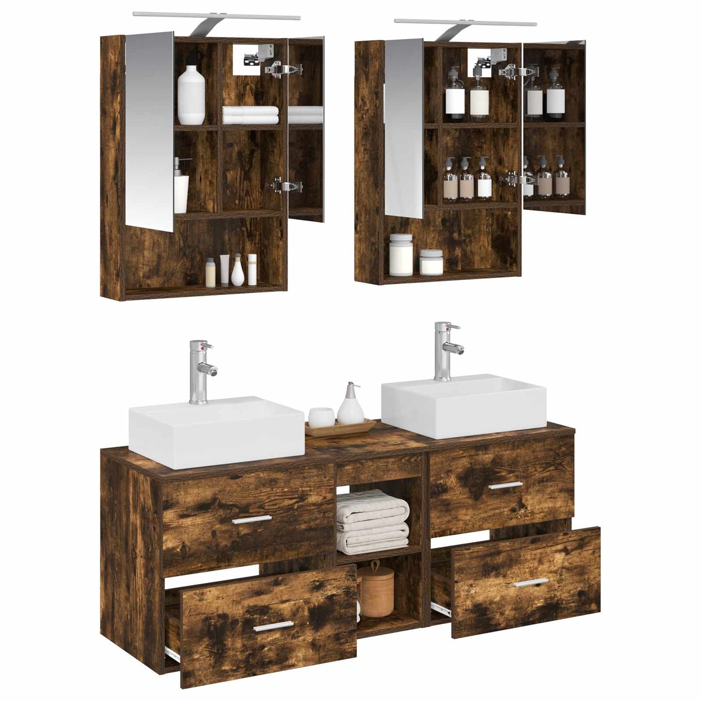 vidaXL Bathroom Furniture Set 5 pcs Smoked Oak