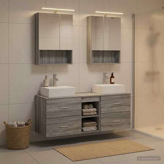 vidaXL Bathroom Furniture Set 5 pcs Grey Sonoma
