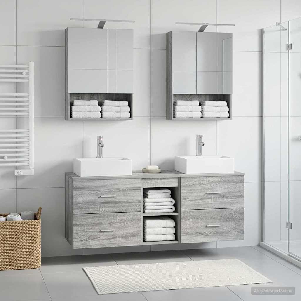 vidaXL Bathroom Furniture Set 5 pcs Grey Sonoma