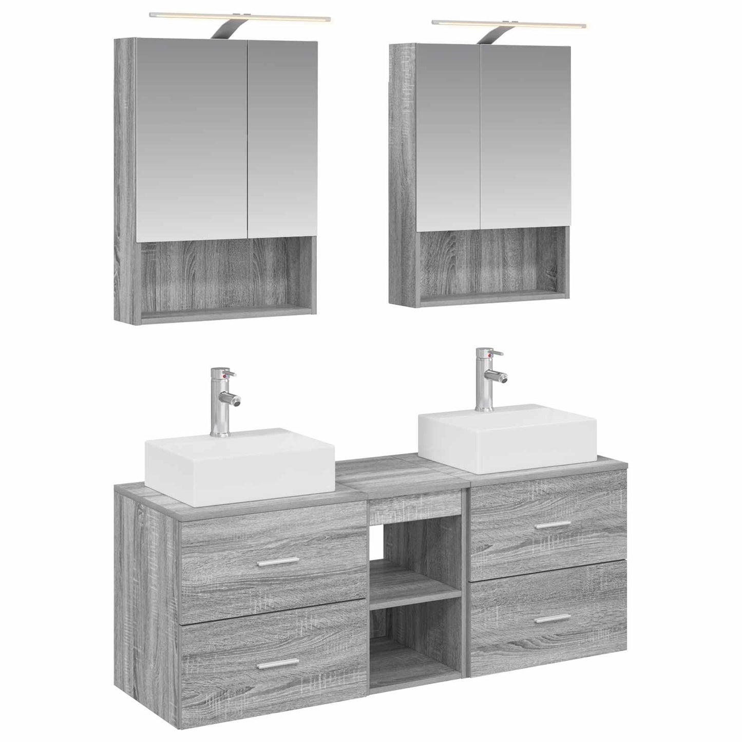 vidaXL Bathroom Furniture Set 5 pcs Grey Sonoma