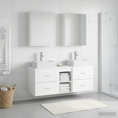 vidaXL Bathroom Furniture Set 5 pcs White Engineered Wood and Glass