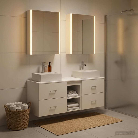 vidaXL Bathroom Furniture Set 5 pcs White Engineered Wood and Glass