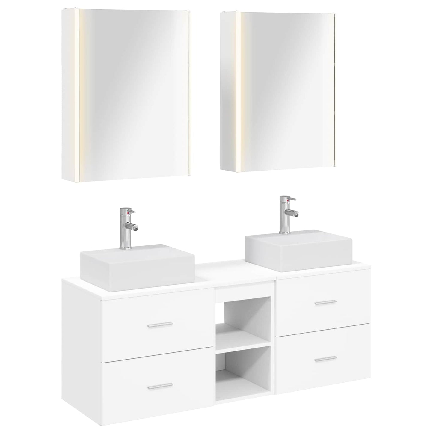 vidaXL Bathroom Furniture Set 5 pcs White Engineered Wood and Glass