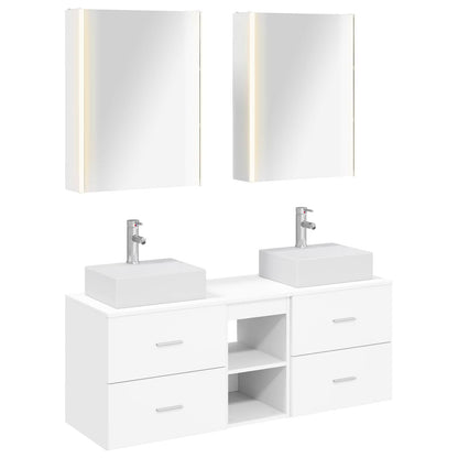 vidaXL Bathroom Furniture Set 5 pcs White Engineered Wood and Glass