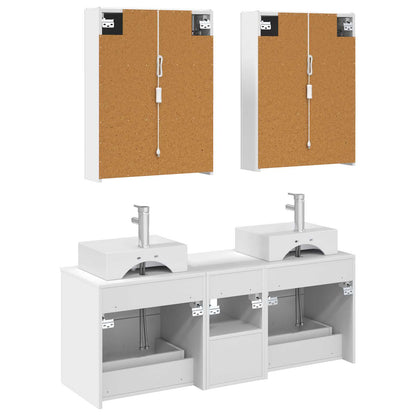 vidaXL Bathroom Furniture Set 5 pcs White Engineered Wood and Glass