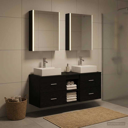 vidaXL Bathroom Furniture Set 5 pcs Black Oak