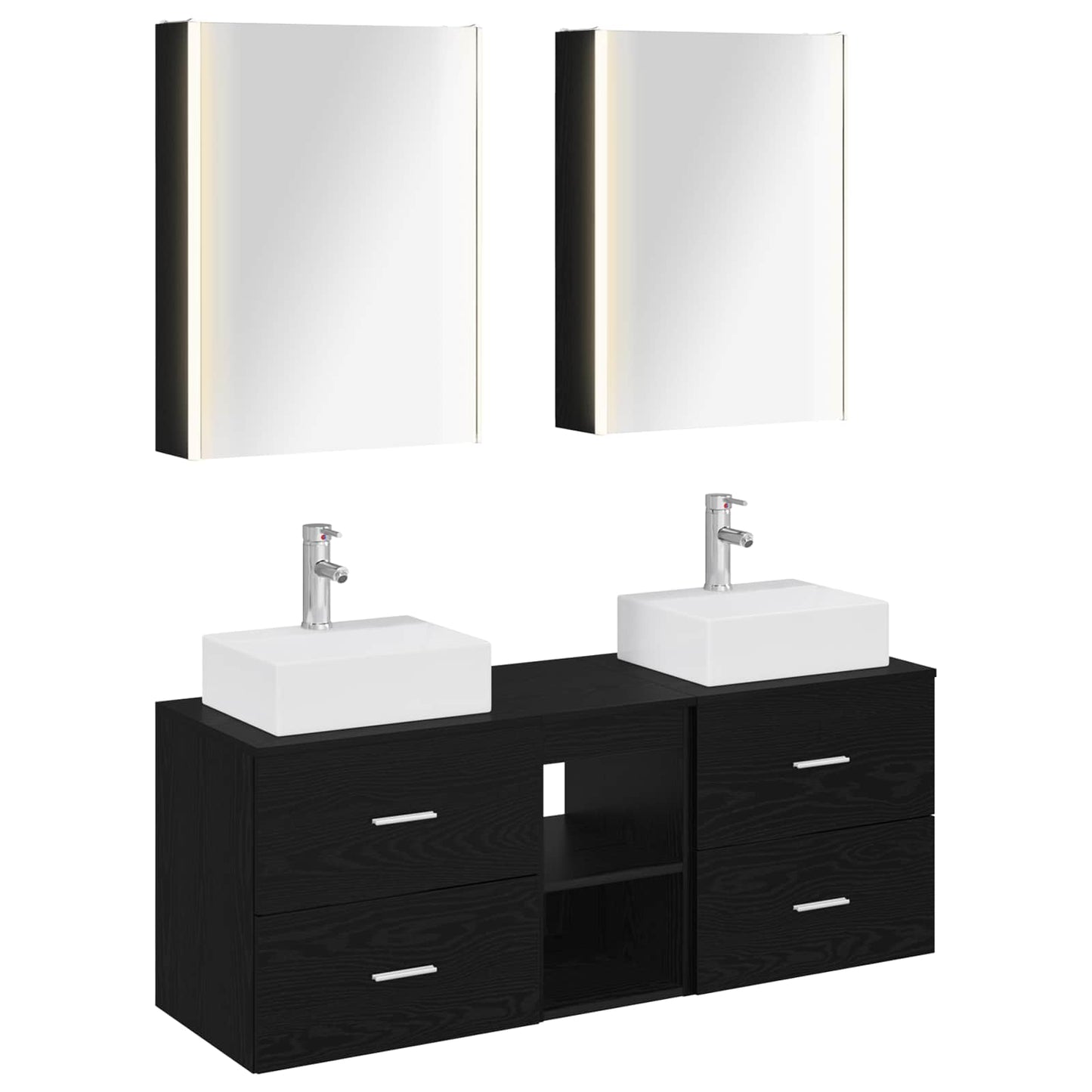 vidaXL Bathroom Furniture Set 5 pcs Black Oak